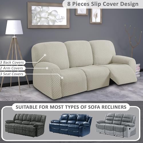 ULTICOR 8-Piece Recliner Sofa Covers Ivory