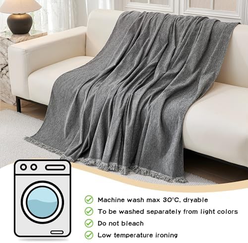 MYSKY HOME 2 Piece Sofa Cover for Sectional Dark Grey
