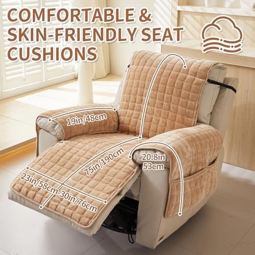Plush Recliner Slipcover 30 Inches Washable Chair Cover for Lazy Boy Furniture