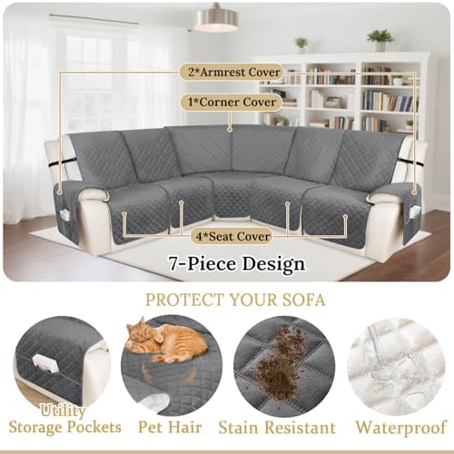 Waterproof Velvet Recliner Sectional Couch Cover - Dark Gray