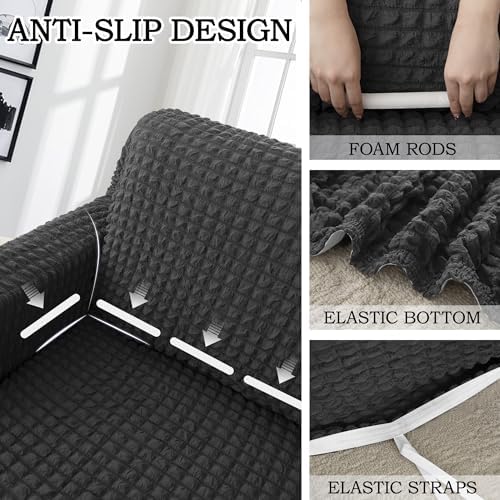 HDCAXKJ L-Shaped Sectional Couch Cover Charcoal Grey X-Large