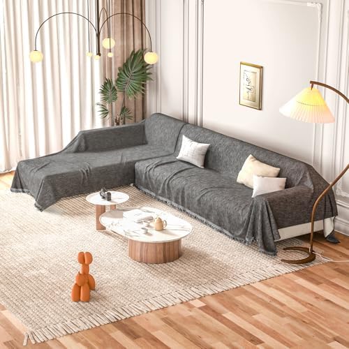 L Shaped Couch Covers 2 Piece Deep Grey