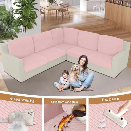 ALIECOM Pink Corner Sectional Sofa Covers 11 Piece 100 Waterproof