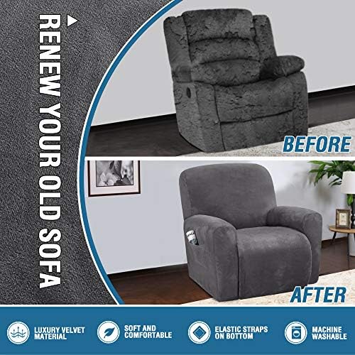 HVERSAILTEX Velvet Stretch Recliner Covers 4-Piece Set