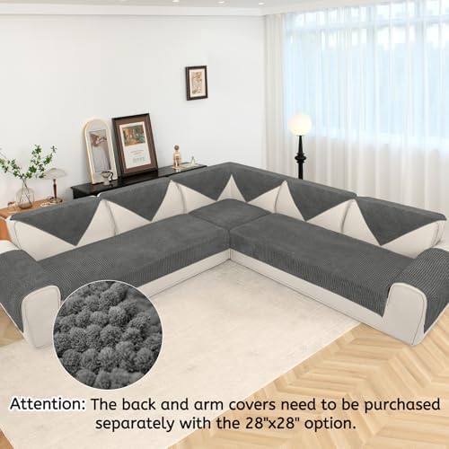 Arfntevss Plush Chenille L Shape Sofa Cover 3 Piece Set