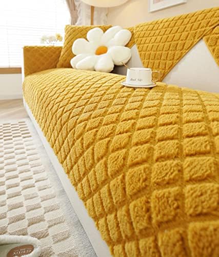 Vctops Plaid Sherpa Fleece Sofa Cover for Dogs and Kids