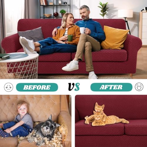 YEMYHOM Checkered 3 Piece Sofa Covers 280GSM Thick