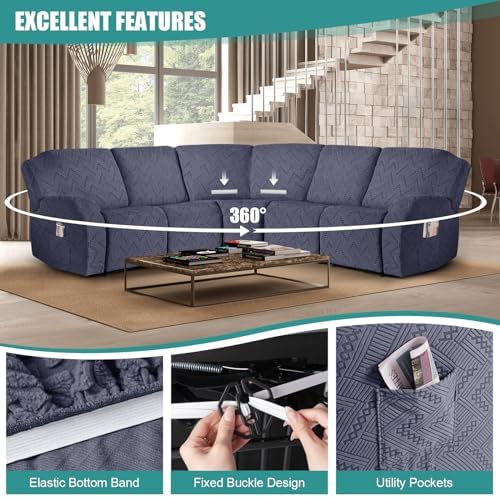 Ruaozz L Shape Sectional Sofa Cover - Grey
