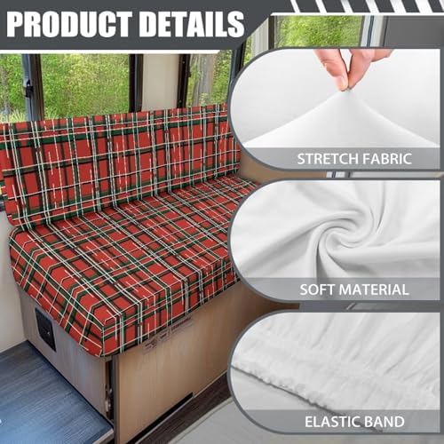 Red Plaid Stripe RV Sofa Cushion Covers