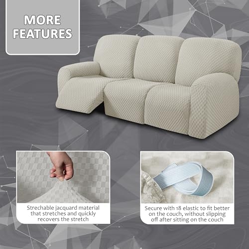 ULTICOR 8-Piece Recliner Sofa Covers Ivory