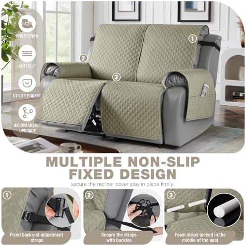 TAOCOCO Recliner Cover for 2 Seater Non-Slip and Pet Friendly