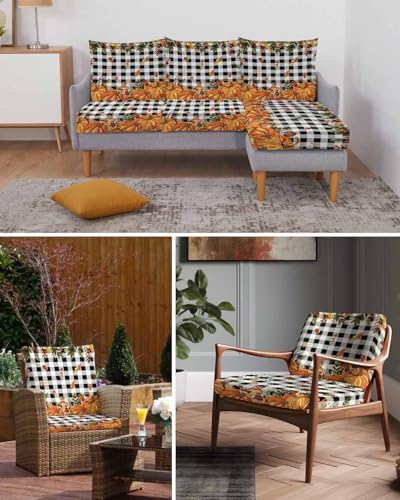 Orange Fall Pumpkin Sofa Cushion Covers Washable Removable Stretchable