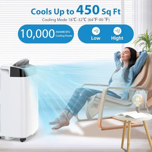 GarveeLife 10000 BTU Portable Air Conditioner for 450 SqFt Room