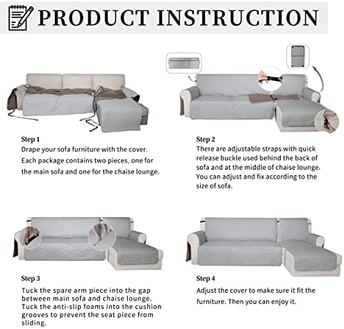 Easy-Going Waterproof Sectional Couch Cover with Chaise