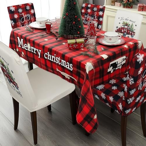 Luxury Red Buffalo Plaid Dining Chair Covers Set of 6 for Christmas