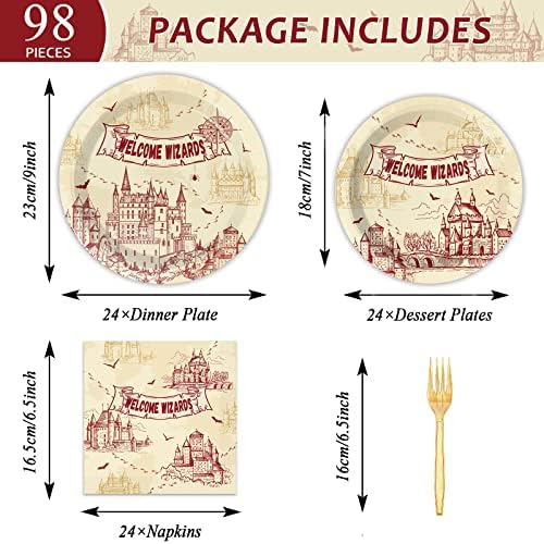 Wizard Party 96 Pcs Plates Napkins Tableware Set