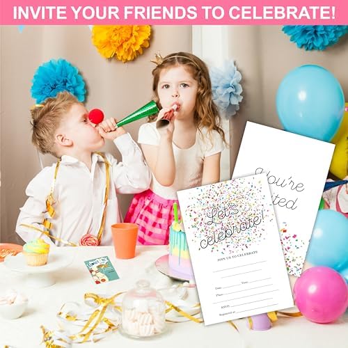 20 Pcs Confetti Invitation Cards With Envelopes