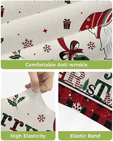 Christmas Gnomes Bar Stool Cover Set of 2 - Red Buffalo Plaid