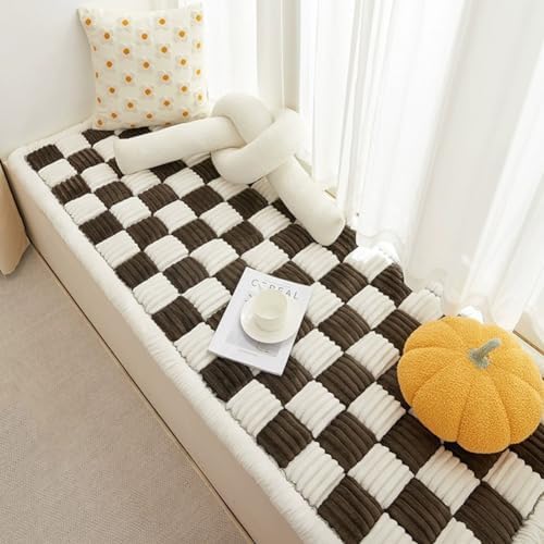 Fluffy Plaid Sofa Cover for Pets Large Grey