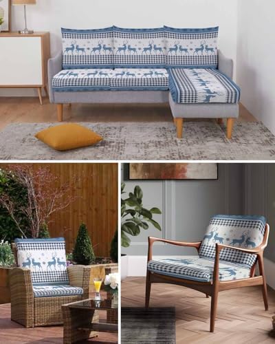 Blue Christmas Sofa Cushion Covers for L T Shape Sofas