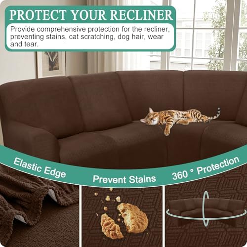 Waterproof Recliner Sofa Slipcover 5 Seater Dark Brown 1