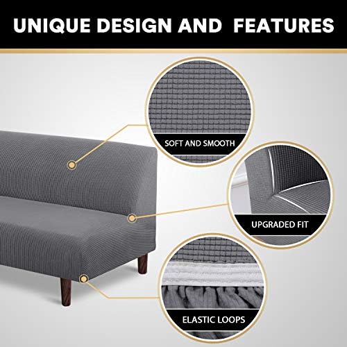 PrinceDeco Stretch Armless Futon Cover Gray