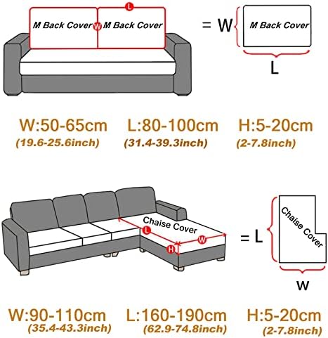 ELEOPTION Elastic Chaise Couch Slipcover for Sectional Sofa L Shape Grey White