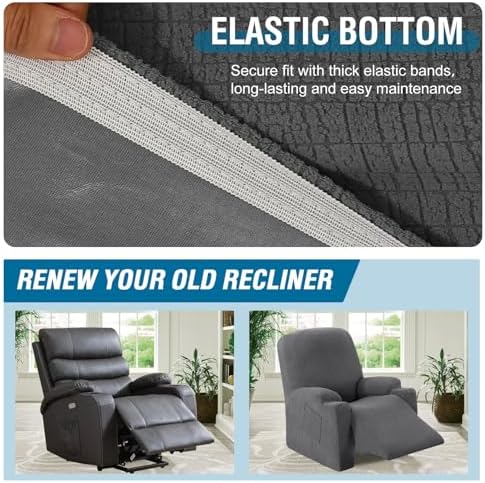 HVERSAILTEX Waterproof Recliner Slipcover Cover Medium Grey