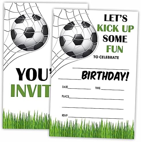 AWSICE Soccer Birthday Invitations 20-Pack