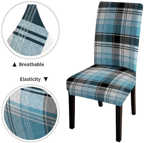 TOMWISH Red Green Plaid Chair Covers Set of 6
