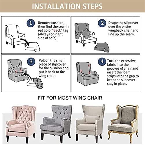 2 Piece Stretch Wingback Chair Covers Red Black Plaid