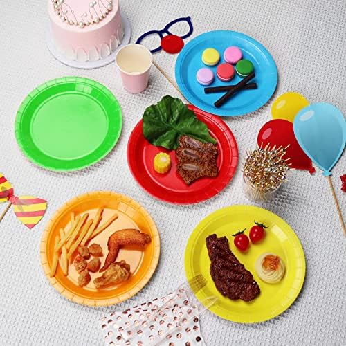 50 PCS 9 Inch Colorful Disposable Paper Plates