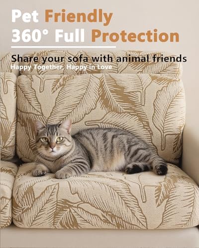 Washable Sectional Couch Cover Leaf Print Pet Friendly