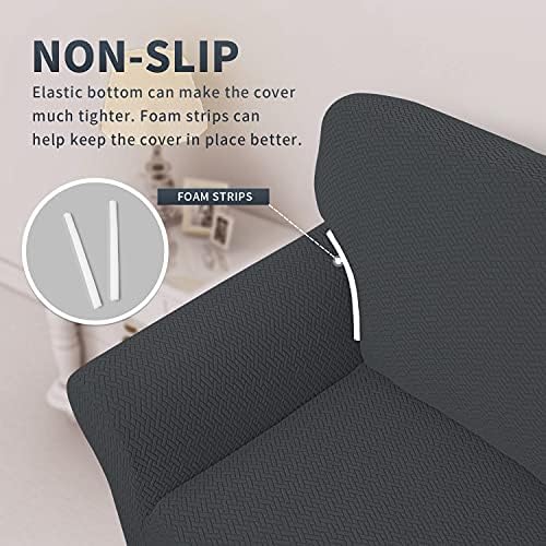 Easy-Going Stretch Jacquard Sofa Cover Dark Gray 1