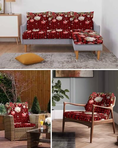Red Christmas Balls Sofa Cushion Covers Washable and Stretchable