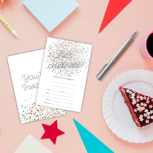 20 Pcs Confetti Invitation Cards With Envelopes