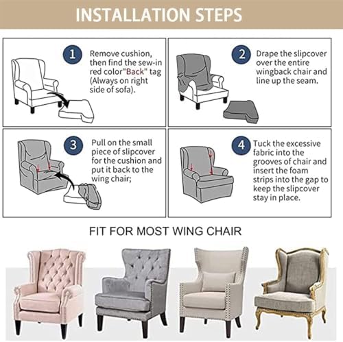 Stretch Wingback Chair Covers 2 Piece Red Black Plaid