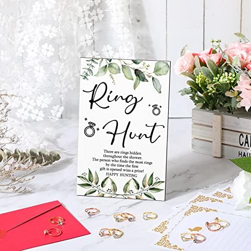 Bucherry Bridal Shower Game Sign with Rings and Party Favors