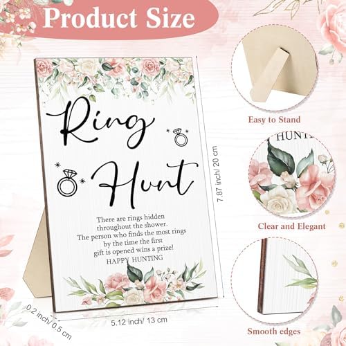 Bucherry Bridal Shower Game Sign with 100 Plastic Rings