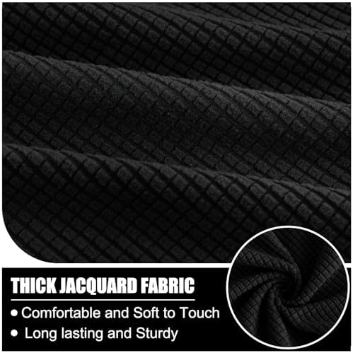 Smiry Waterproof Couch Cushion Covers Stretch Jacquard L Shape Sectional Sofa Cover Black