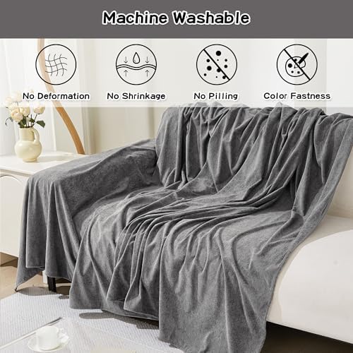 MEETSKY 91 x 150 Grey Sectional Couch Cover