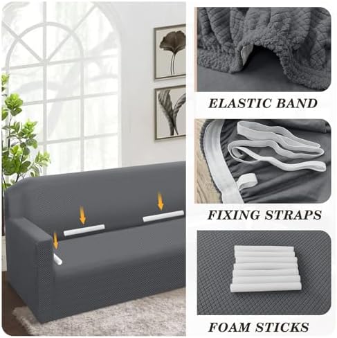 Arfntevss Corner Sectional Couch Cover Deep Grey Magic Stretch