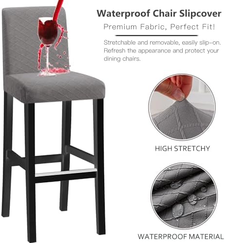 KELUINA Bar Stool Covers Set of 4 Light Grey