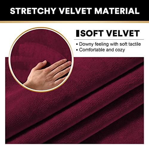 PrinceDeco Velvet Plush Sofa Slipcover 3 Piece Set