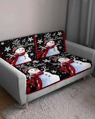 Black Red Christmas Sofa Cushion Covers for L T Shape Sofas