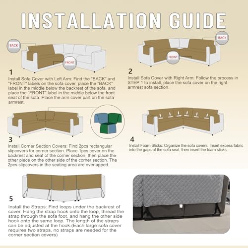 HDCAXKJ 4 Piece L Shape Sofa Cover Set for Pets and Kids