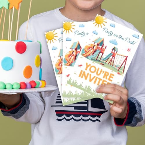 Park Theme Birthday Invitations with Envelopes