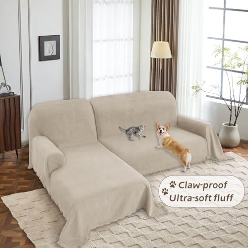 Arfntevss L-Shaped Sectional Couch Covers 2-Piece Khaki X-Large