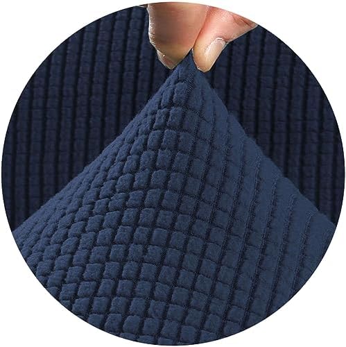 2 Piece Plaid Ottoman Covers for Rectangular Ottomans - Navy Blue Large