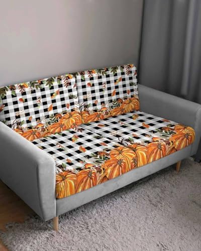Orange Fall Pumpkin Sofa Cushion Covers Washable Removable Stretchable